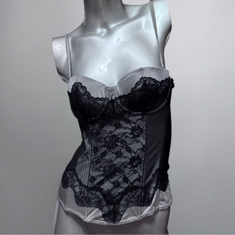 H&M Silver/Black Corset Top (Size 34B)